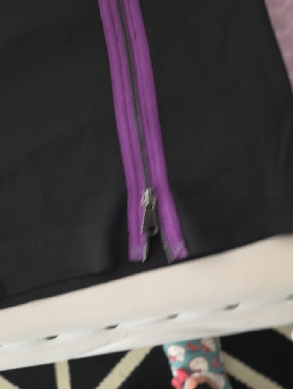 Black Pencil Skirt with Purple Zip Accent - Picture 6 of 7